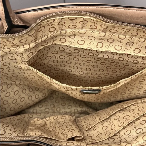 GUESS Quilted Taupe/Beige Leather-Look Tote - Picture 8 of 10